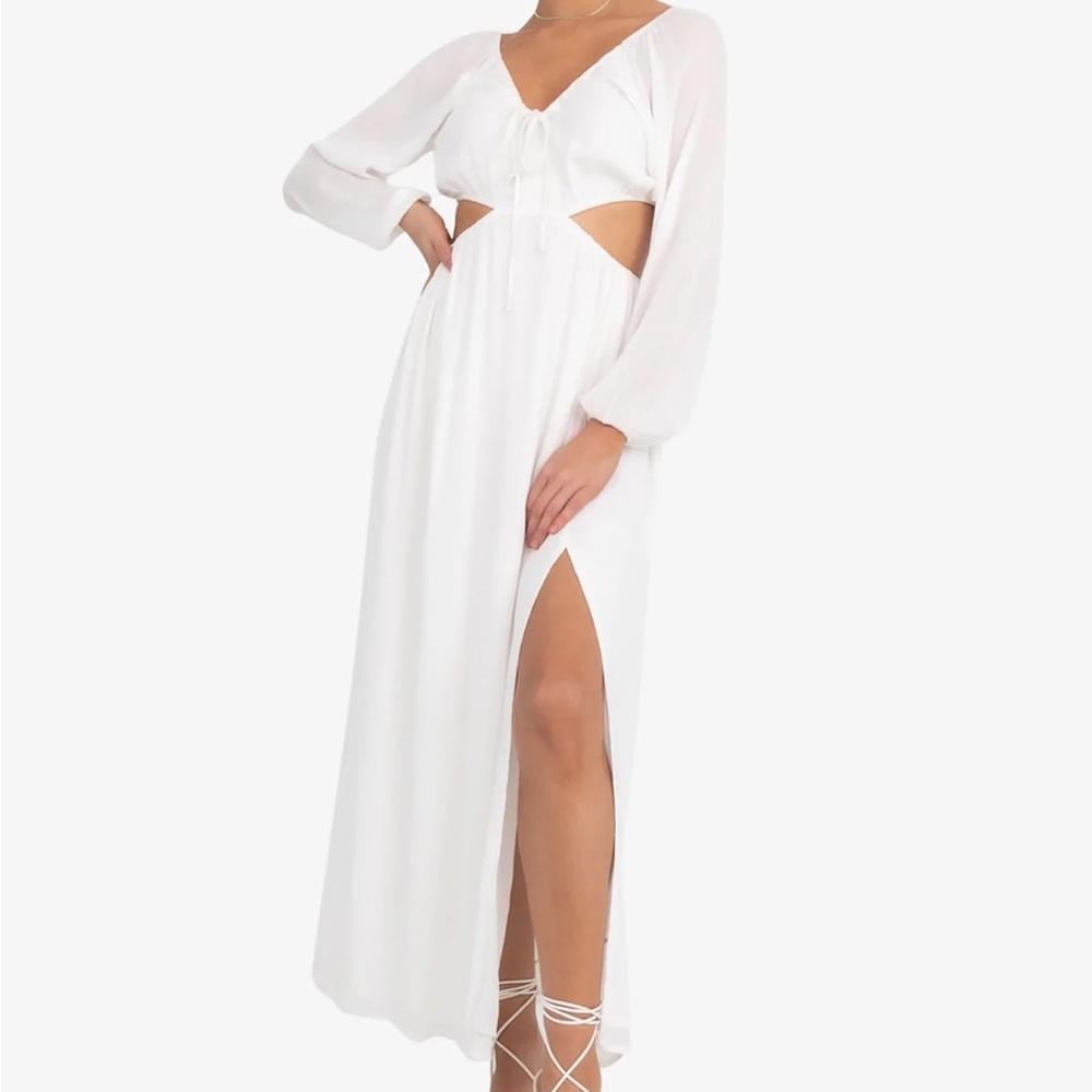 Kittenish white Athens maxi dress